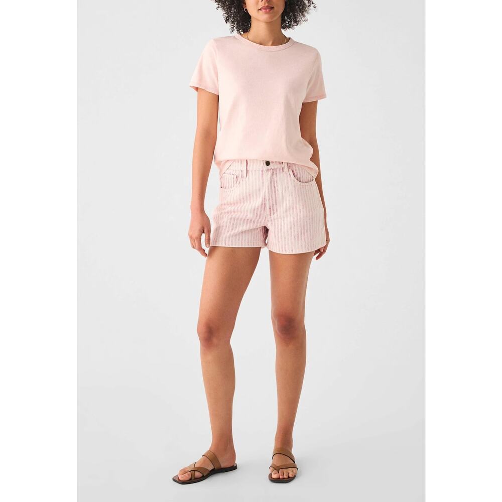 Faherty Women's Topsail High Waisted Shorts Pink Railroad Stripe